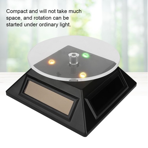 LED Light Rotating Solar Energy Jewelry Watch Phone Display Makeup Holder Ra SLK - Afbeelding 3 van 12