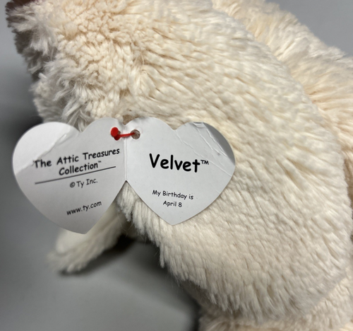 Ty Attic Treasures Velvet Bunny Rabbit Plush Cream Color Soft Floppy Lovey - Picture 3 of 6
