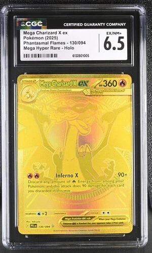 Mega Charizard X ex 130/094 Me02: Phantasmal Flames Holo CGC 6.5