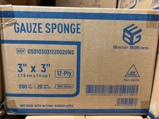 Gauze, Sponge, Non-Sterile, 3"x3", 12-PLY 200 EA/PK, 20 PK/CS 