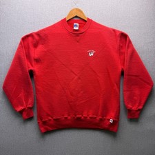 Vtg Russell Wisconsin Badgers Logo Sweatshirt Mens L Red Crewneck USA Made 90s