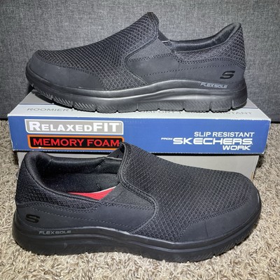 Skechers Flex Advantage SR McAllen Men s Size 11.5 Black Slip-On Work Shoes NEW