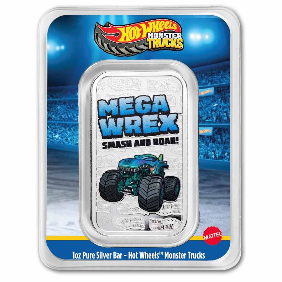 1 oz Silver Hot Wheels™ Monster Truck Mega Wrex Colorized Bar | eBay
