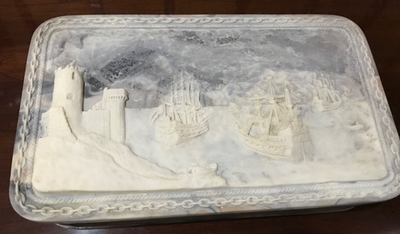 tr0715 GENUINE INCOLAY STONE 小物入れ ケース 箱 Genuine Incolay Stone Handcrafted Jewelry Box Rectangular Ships