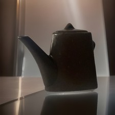 Vintage Tea Pot with Lid Designpac Dark Brown Triangular Teapot MCM Retro Coffee