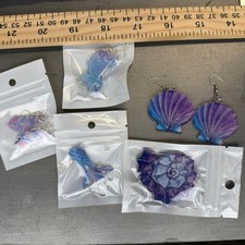 Mermaid Shell Fish Tail Earrings Set For Women Fantasy Ocean jewelry set of 5