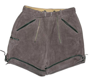 Short Ladies- Traditional Costume Leather Pants/Costume Trousers IN Grey Approx.