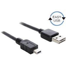 Delock USB-Kabel  USB 2.0 USB-A Stecker, USB-Mini-B Stecker 3.00 m Schwarz be...