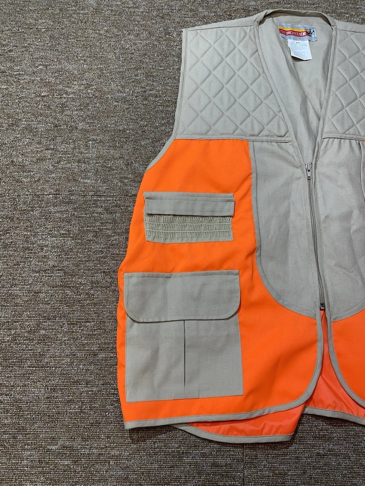 Vintage Winchester Beige and Orange Deluxe Front Loader Hunting Vest Size XXL - Image 4 of 4