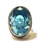 925 sterling silver tribal oval blue Ice Cubic Zirconia gemstone ring 11.2g — photo 1