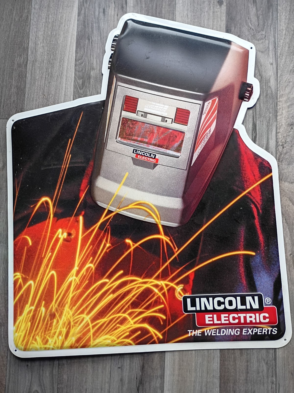 Lincoln Electric Welder Embossed Tin Metal Advertising Vintage Welding Sign