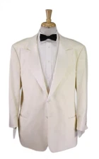 Armani Collezioni Cream White Peak Lapel 2-Btn Tuxedo Dinner Smoking Jacket 46S