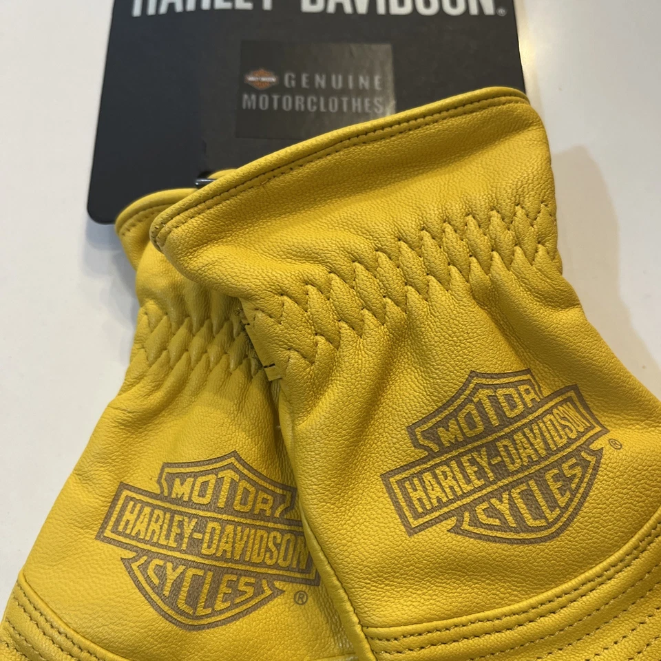 Harley Davidson women’s yellow leather gloves extra small Padded Touch Tech - Image 3 of 4