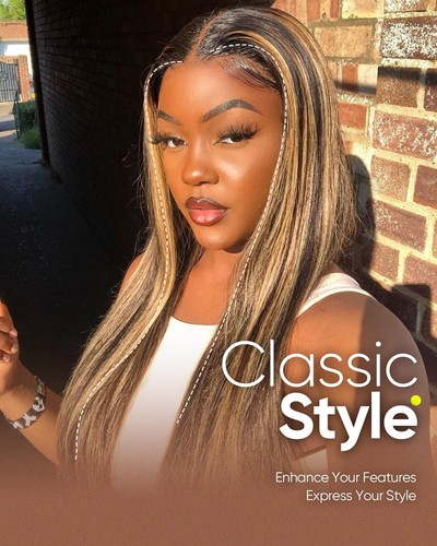 Highlight Ombre Lace Front Wig Human Hair 180% Density,13x4 Straight 4/27 Hon... - Picture 3 of 9