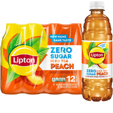 Lipton Zero Sugar Peach Iced Tea, 16.9 fl oz, 12 pack Bottles​