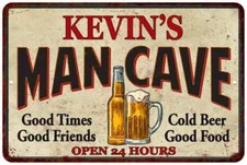 KEVIN'S Man Cave Personalized Metal Sign Wall Decor Gift 108120011026