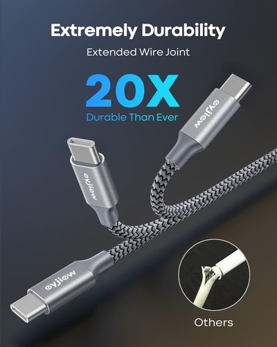 1.5ft USB C Charging Cable, 2-Pack Short A to C Cable 1.5Foot, Grey - Picture 2 of 8