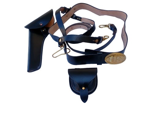 US Civil War Buckle Officer Leather Sword Belt Union Army Cap US Leather Holster - Picture 1 of 10