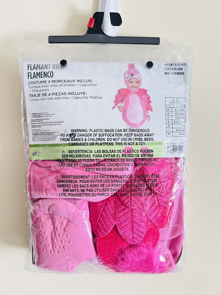 Party City Flamingo Halloween Costume 612 Months Deluxe, Jumpsuit