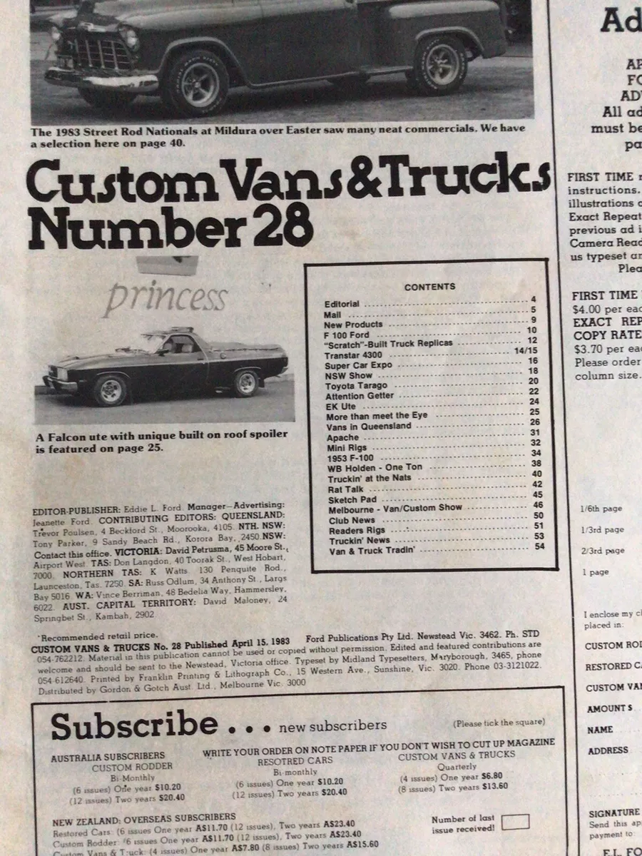 CUSTOM VANS TRUCKS Magazine Australian Panel Van and Utes No