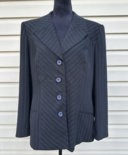 Alberto Makali Womens Black Pinstripe Blazer USA Made Size 16