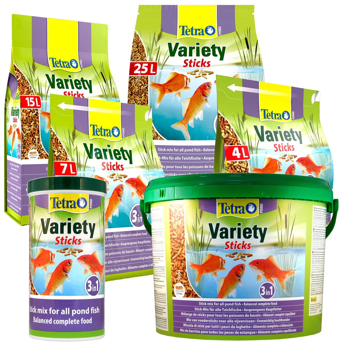 TETRAPOND VARIETY FISH FOOD STICKS TUB BAG BUCKET FLOATING KOI