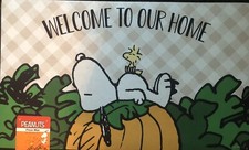 PEANUTS Snoopy FALL WELCOME To Our HOME HEAVY RUBBER Mat 18 X30 NEW FAST SH.