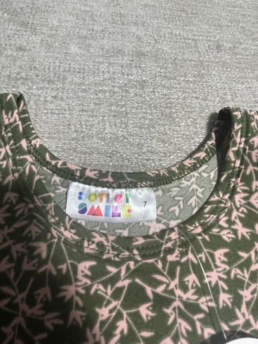 Dot Dot Smile Dress Girl’s Size 7 Green Short Sleeve Floral Graphics - Picture 6 of 11