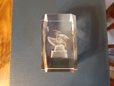 3D Laser Etched Glass Paperweight DRAGON 3"
