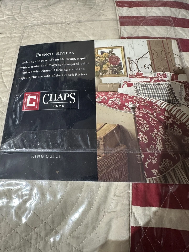 CHAPS RIVIERA FRANCESA 4 piezas KING EDREDÓN/CUBIERTA/FUNDAS DE PIE/ALMOHADA DECORATIVA ROJA/NEGRO NUEVO EN PAQUETE Foto 3 de 4
