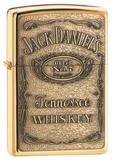 Zippo High Polished Brass Lighter With Jack Daniels Emblem, 254BJD.428, NIB