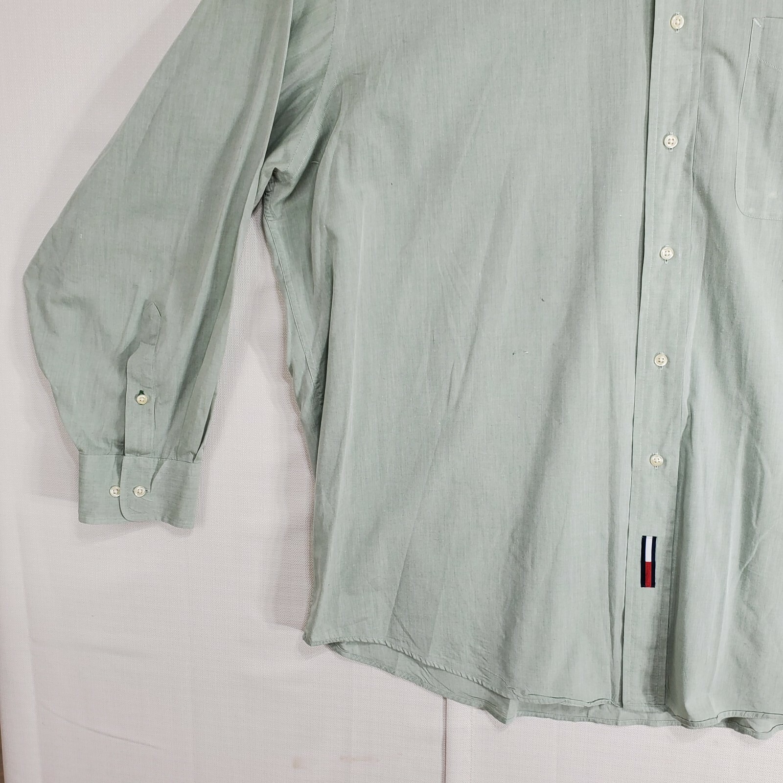 Tommy Hilfiger Green Solid Button Down Shirt Mens… - image 5