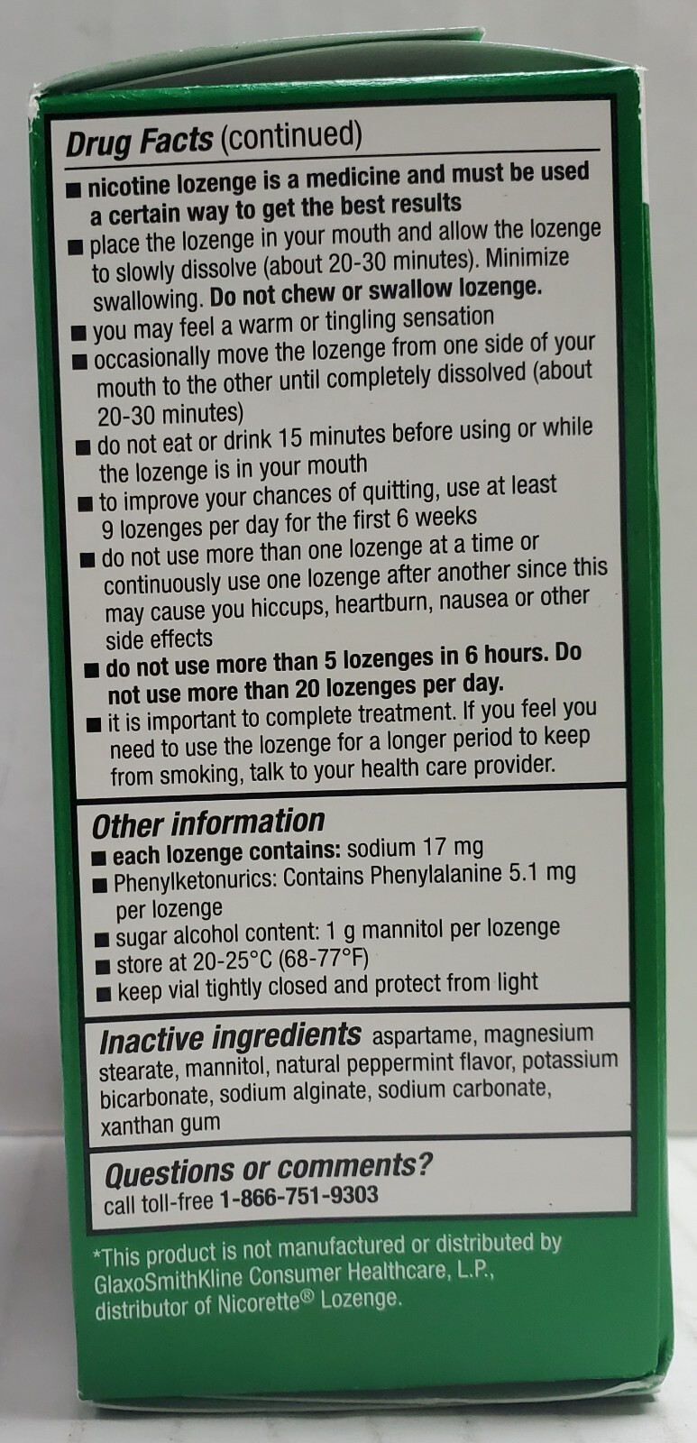 CVS Health Sugar Free Nicotine Lozenge 4mg Mint Flavor 48 Count Exp 3