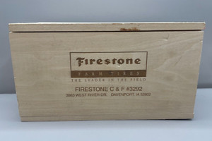 Firestone Farm Tires Wood Box - 8" x 4.25" x 3" - Slides open - Davenport, IA