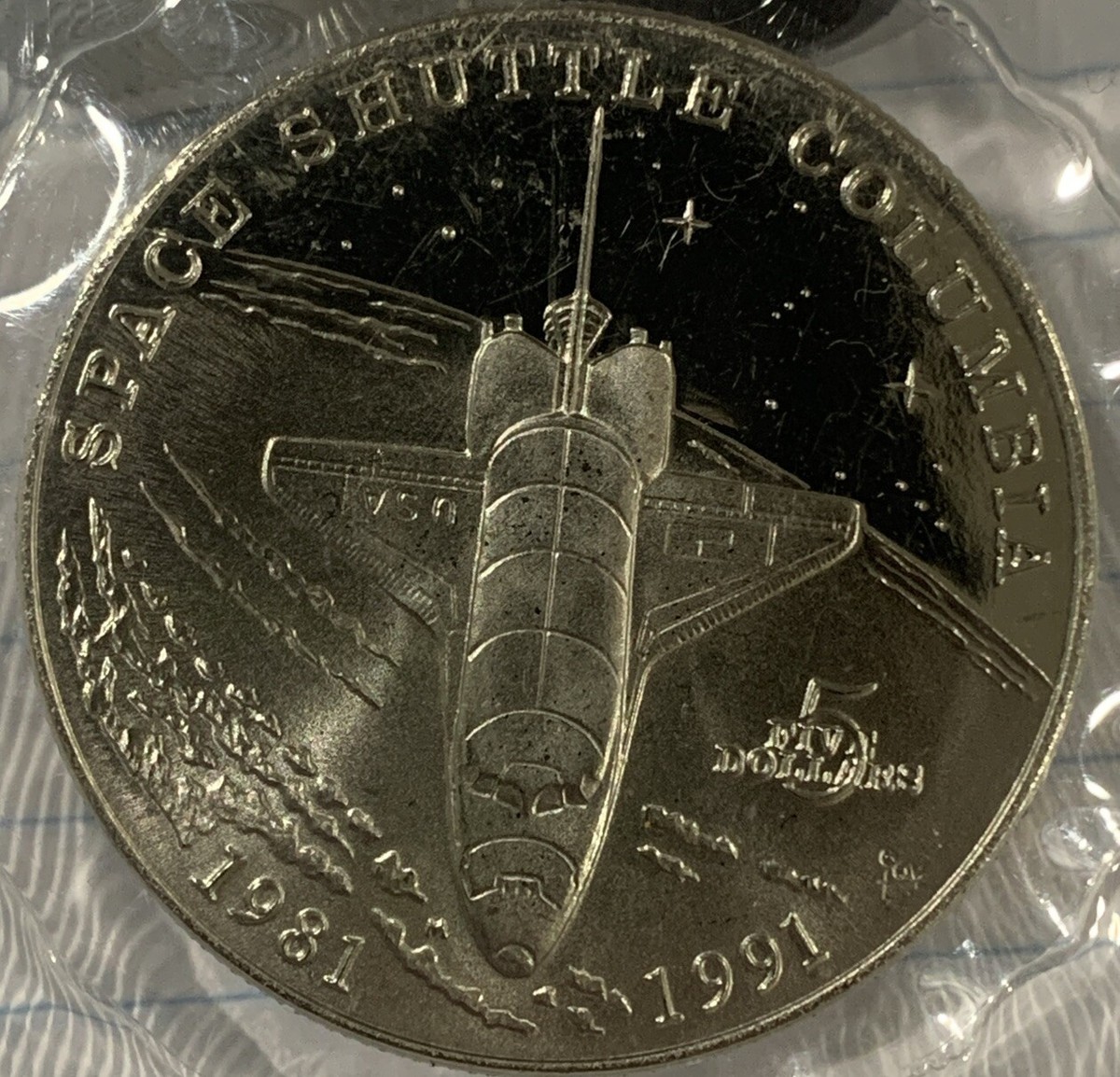1991 5 Dollars Marshall Islands Space Shuttle Columbia 1981-1991