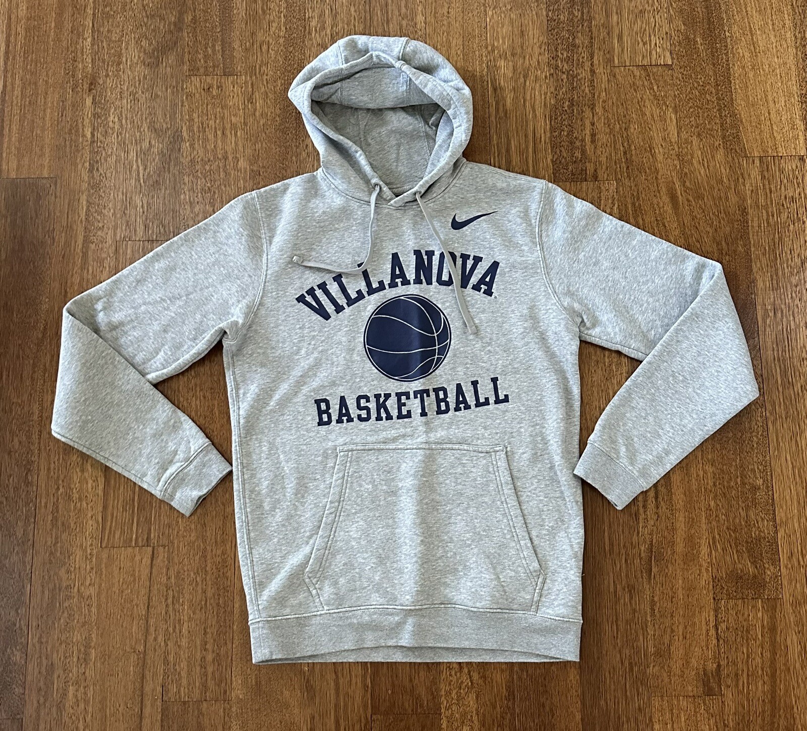 Nike Villanova Wildcats Basketball Hoodie Mens Medium M Gray Navy Swoosh AS IS