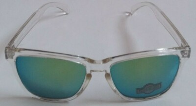 vintage frogskyn like style crystal clear frame sunglasses w/ light green mirror