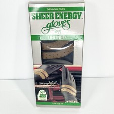 Vintage 1988 L  eggs Sheer Energy Driving Gloves Blk/Tan Unlined One Size