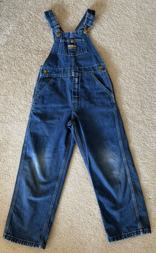 Vtg OshKosh B'Gosh Overalls Youth Size 8 Vestbak Bibs Denim Union Made in USA