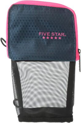 Five Star Stand 'N Store Pencil Pouch,Fits 3-Ring Binder-pink/ Navy