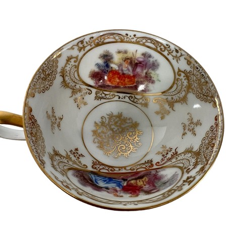 Taza de té y platillo Lefton vintage de 1920 pareja de cortejo taza dorada WK913 - Imagen 5 de 15