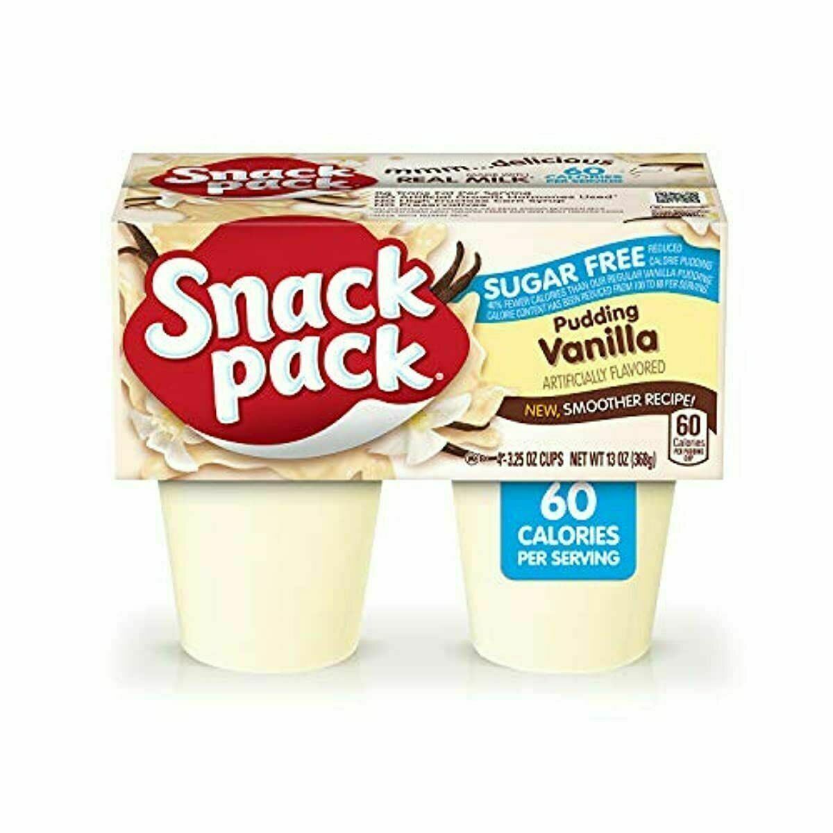 Snack Pack Sugar-Free Vanilla Pudding Cups, 4 Count, 12 Pack 48 CUP TOTAL