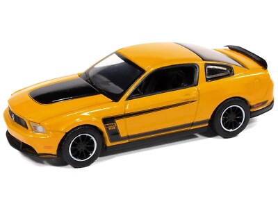 2012 FORD MUSTANG BOSS 302 YELLOW BLAZE 1/64 MODEL BY AUTO WORLD