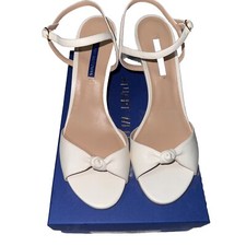 Stuart Weitzman Gloria Wedge Cream Leather Women  s 10 N Sandals w/Box
