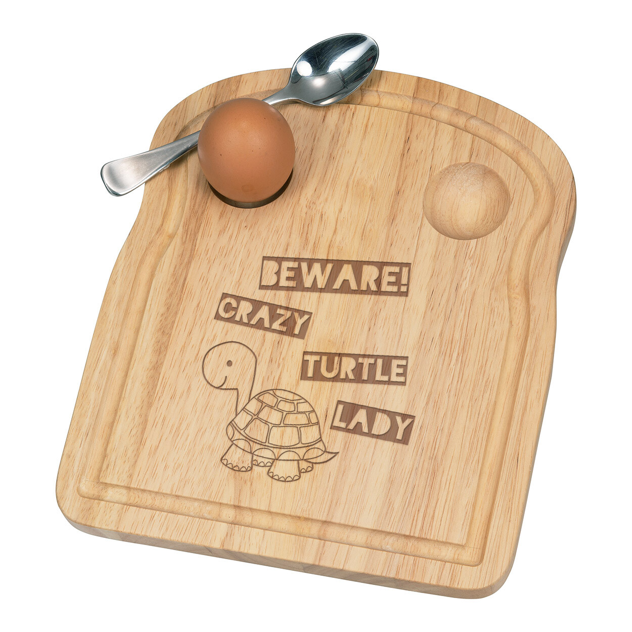 Beware Crazy Turtle Lady Breakfast Dippy Egg Cup Board Funny