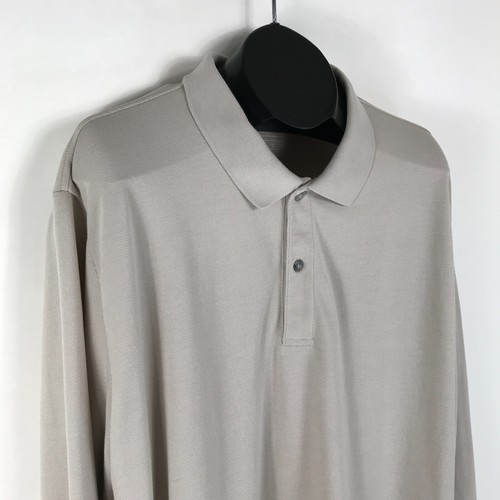 Eddie Bauer Long Sleeve Polo Shirt Mens 2XL Tall Beige Cotton Blend Outdoor Golf - Picture 4 of 12