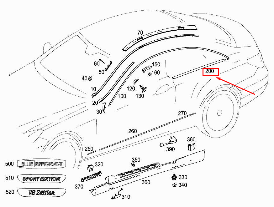 Neu MERCEDES-BENZ E Coupe C207 Gabeldichtungsschiene hinten rechts A2076701200