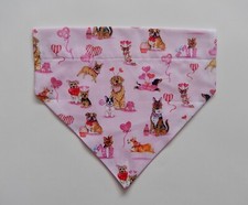 VALENTINE'S DOGS ON LIGHT PINK DOG SCARF/BANDANA--S, M, L