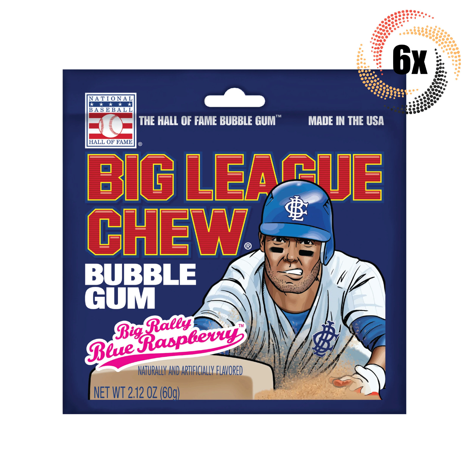 6x Packs | Big League Chew Blue Raspberry Bubble Gum | 2.12oz | Fast Shipping!