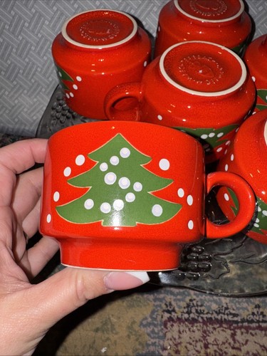 Waechtersbach CHRISTMAS TREE Set Of 6 Coffee/tea Cups west Germany - Picture 4 of 4